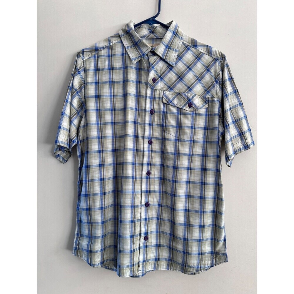 Ascend Button Up Blue Plaid Shirt Men's Size Small Short Sleeve Pocket NWT